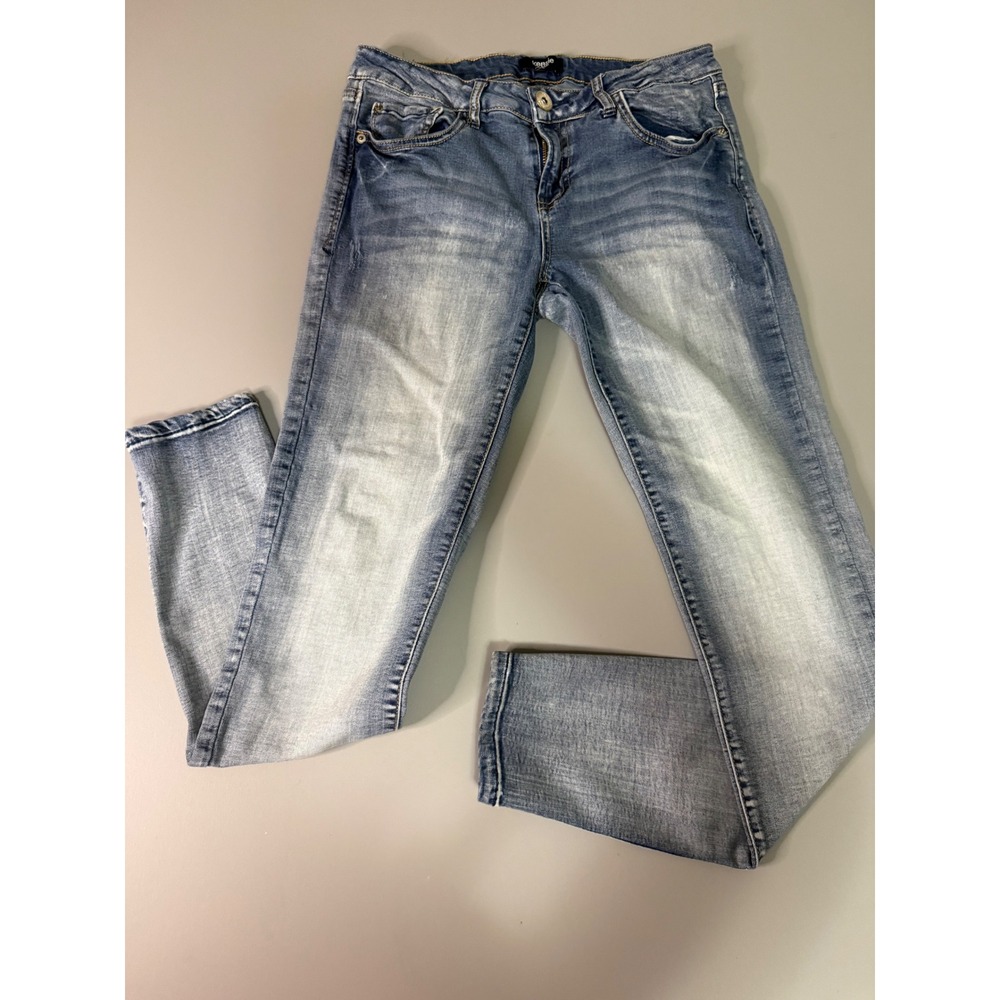 Kensie Jeans Womens Blue Skinny Denim Distressed Whiskered Size 8/29